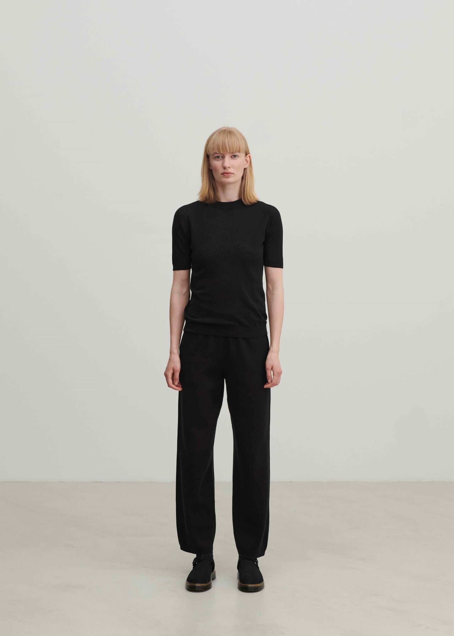 Pointelle Tee, Black - FUB