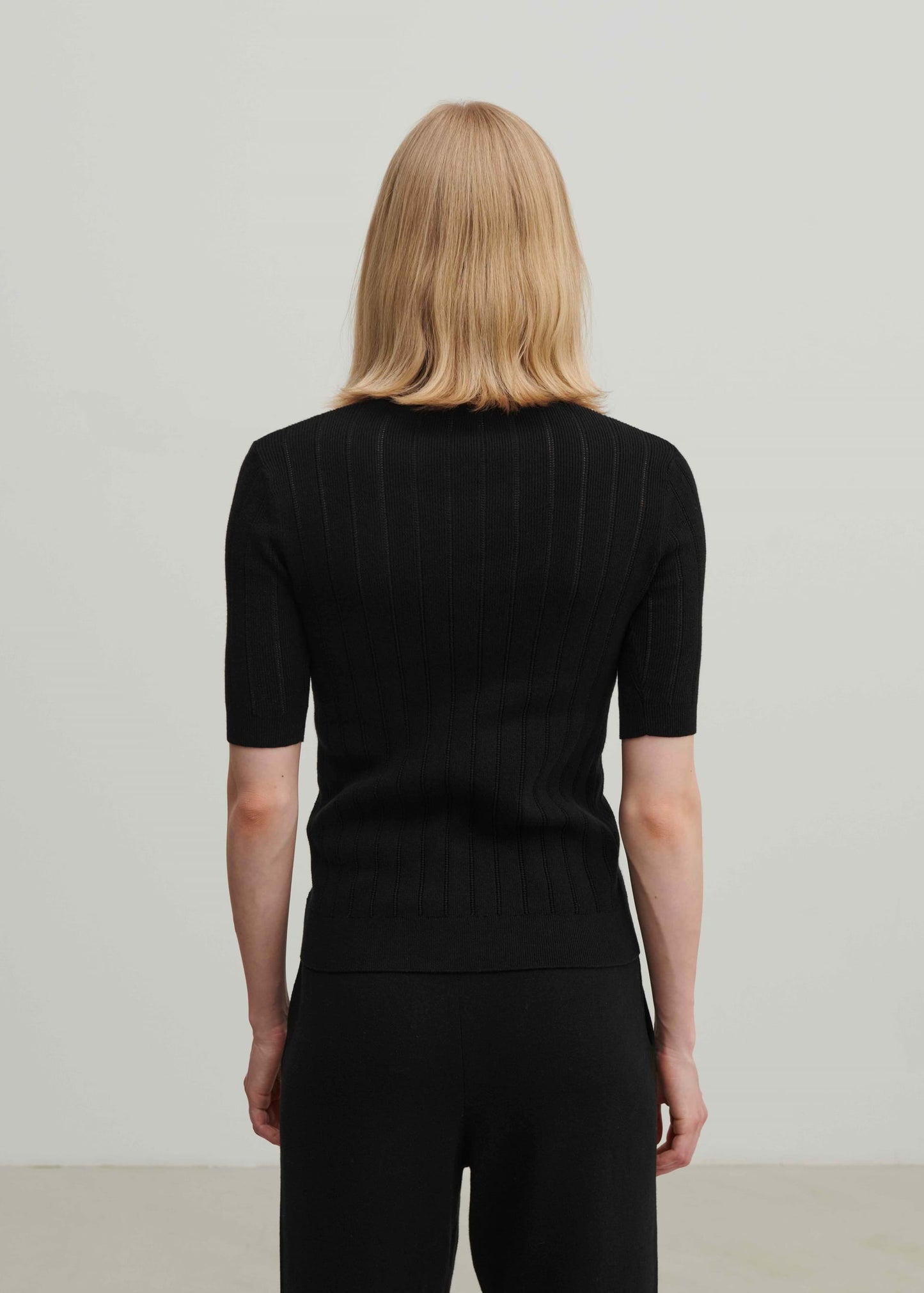 Pointelle Tee, Black - FUB