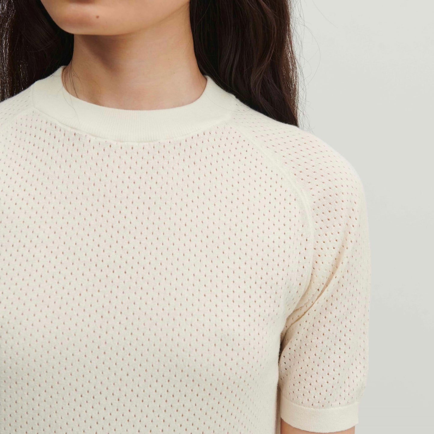 Pointelle Tee, ecru - FUB