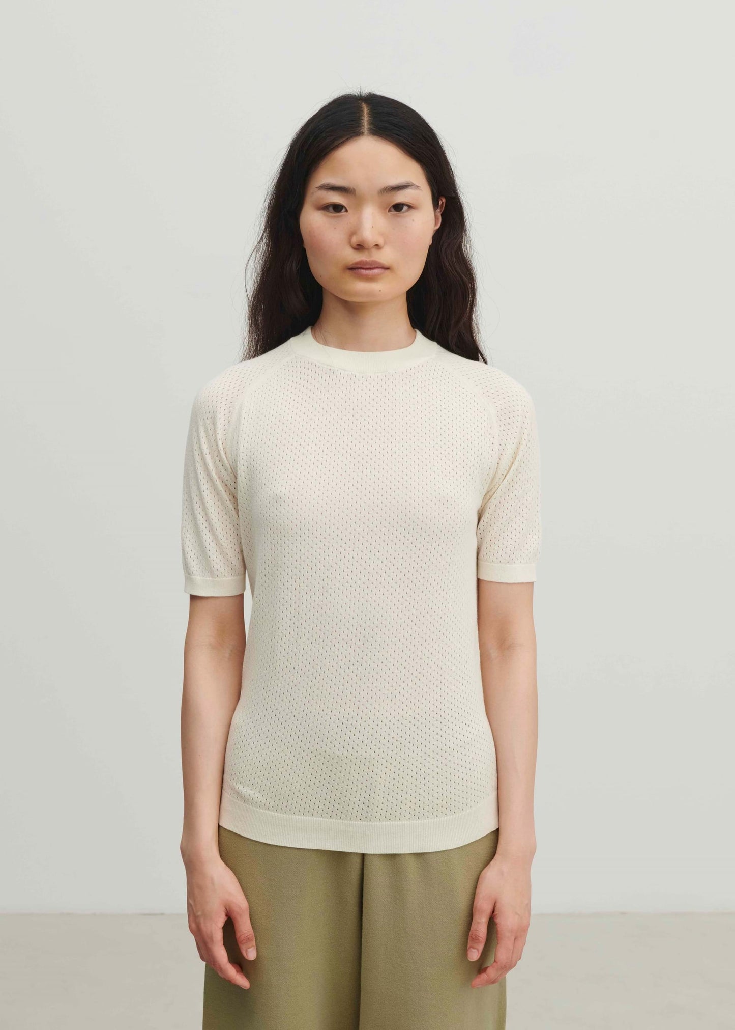 Pointelle Tee, ecru - FUB