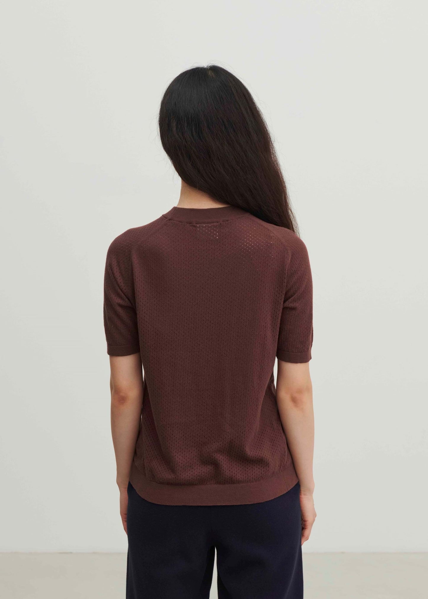 Pointelle Tee, Maroon - FUB