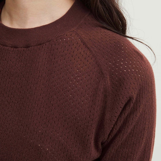Pointelle Tee, Maroon - FUB