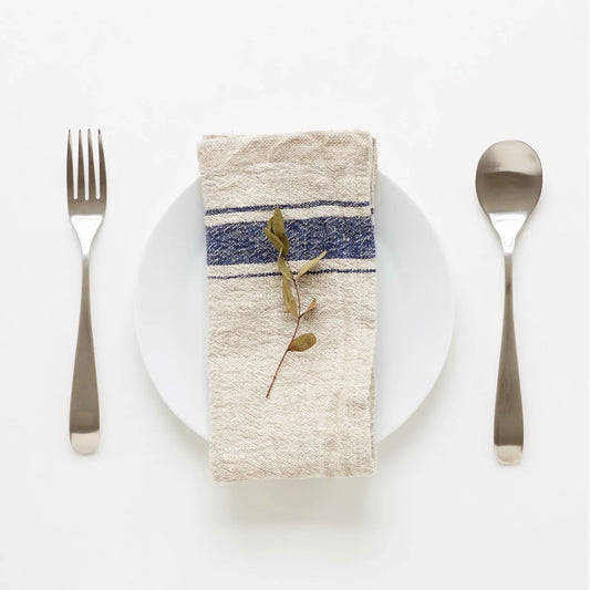 Stofservietter i Hør, Blue Stripe Vintage - Linen Tales