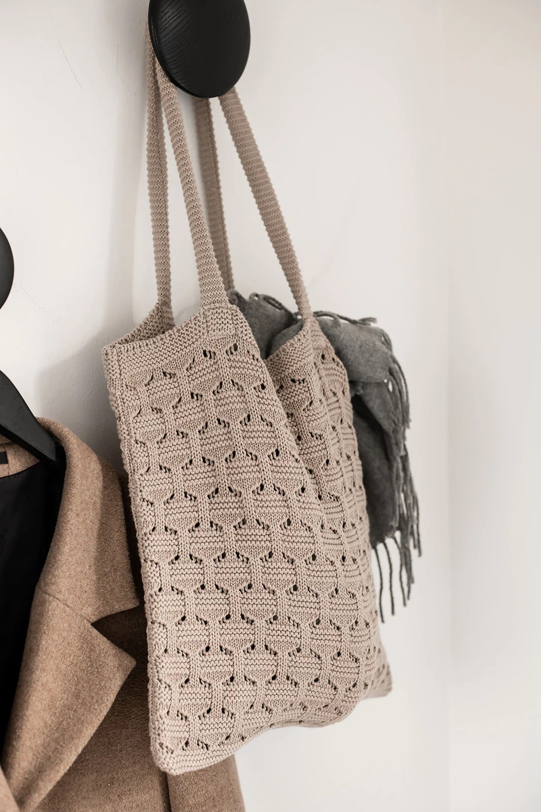 Strikket Shoppingbag, Khaki - By Lohn