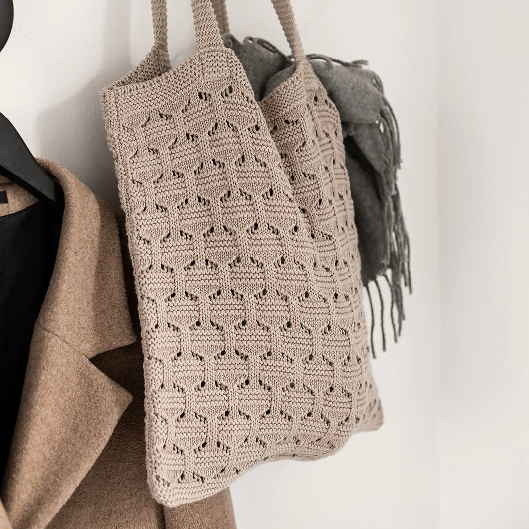 Strikket Shoppingbag, Khaki - By Lohn