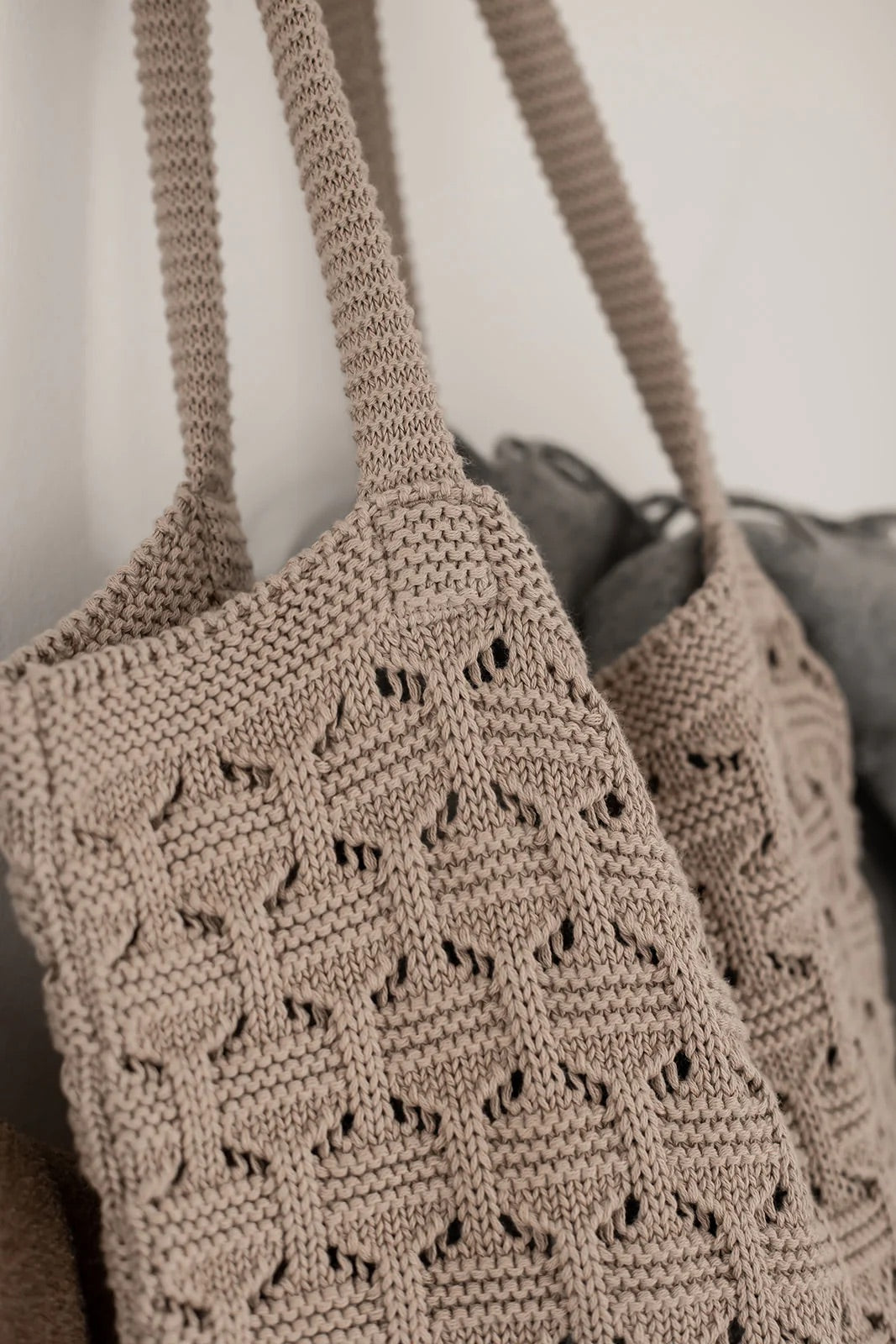Strikket Shoppingbag, Khaki - By Lohn