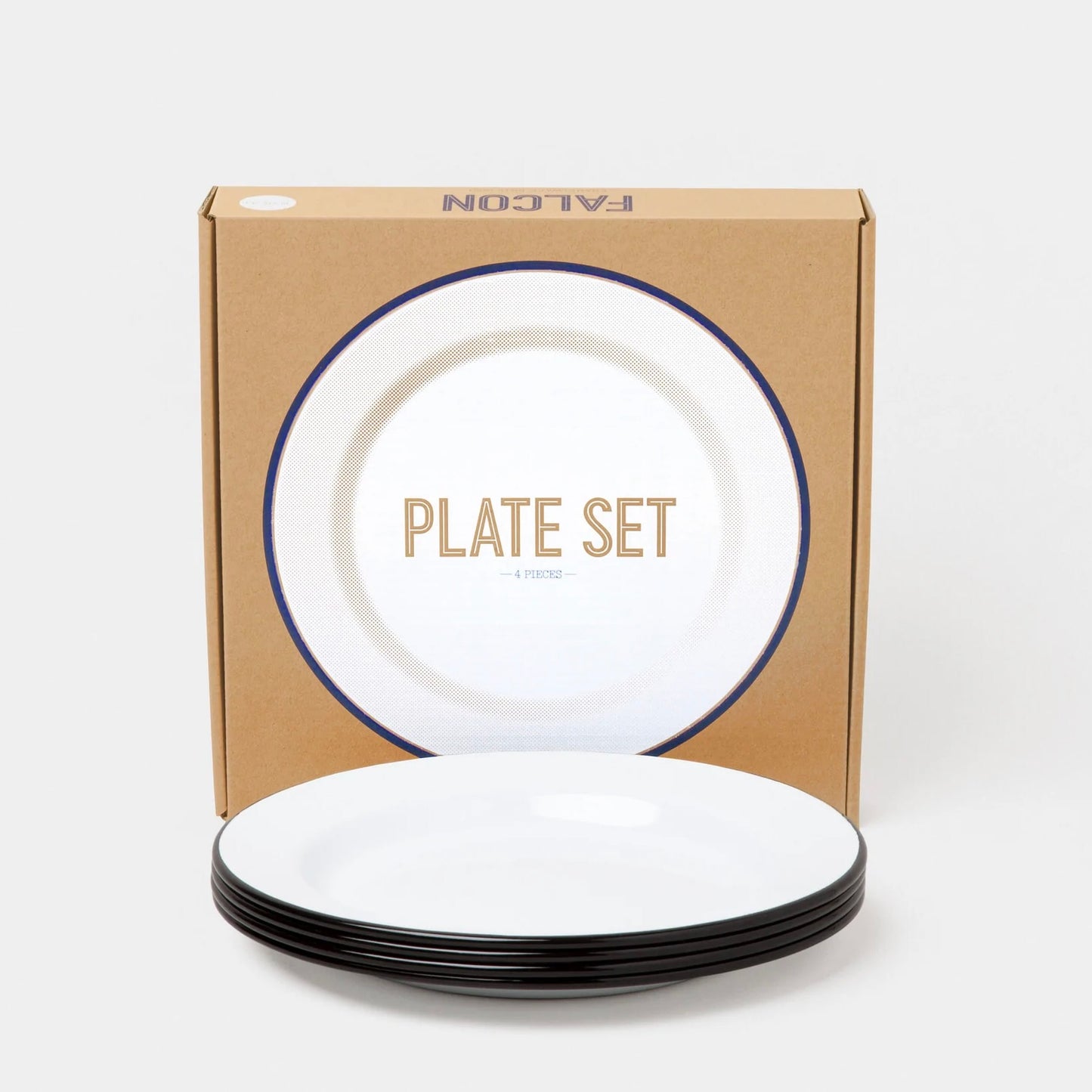 Tallerken 24 cm, 1 stk. Hvid med sort kant - Falcon Enamelware