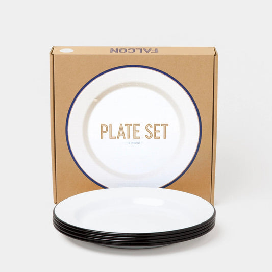 Tallerken 24 cm, 1 stk. Hvid med sort kant - Falcon Enamelware