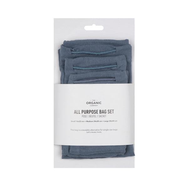 All Purpose Bag Set, Gråblå - The Organic Company