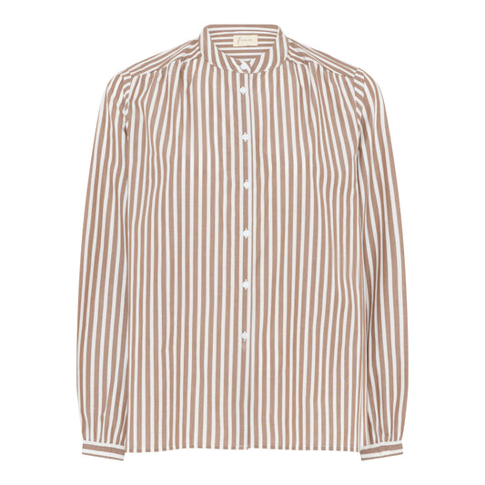 Florence Shirt BC, Coffee Wide Stripe - FRAU