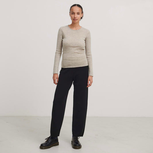 Rib Blouse, light beige melange