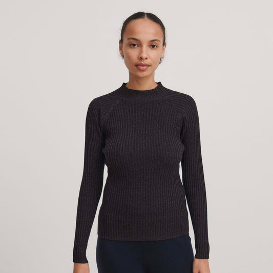 High Neck Blouse, dark navy- FUB