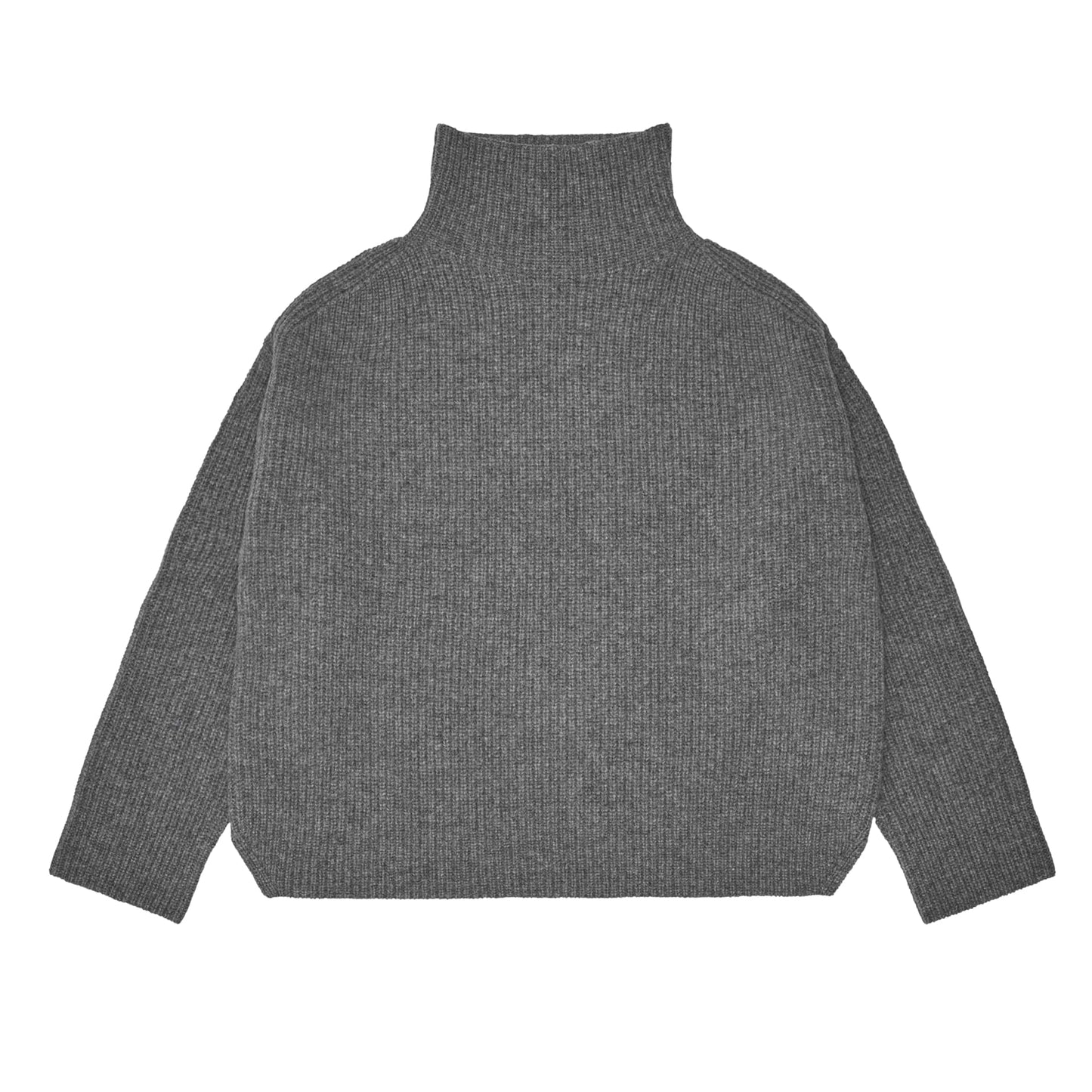 Lambswool Rib Sweater, charcoal melange - FUB