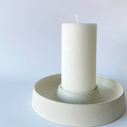 Candle Holder Pillar Candle White