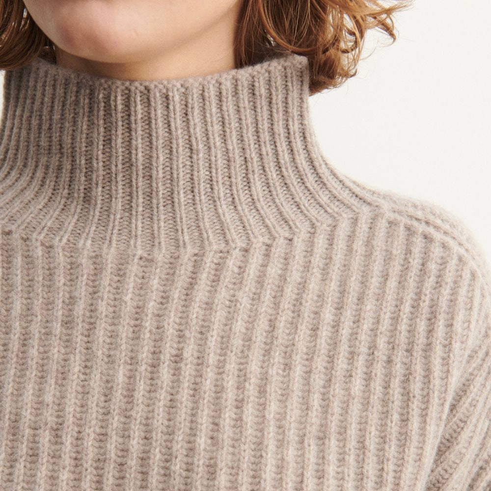 Lambswool Rib Jumper, Oat Melange - FUB