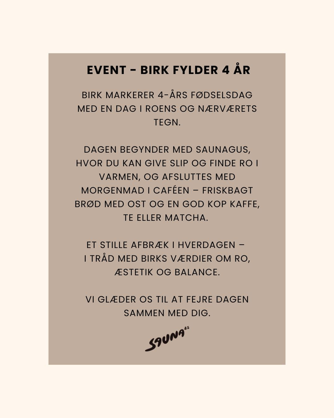 Fødselsdags Event - Birk x Sauna 85