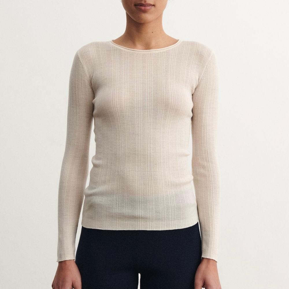 Rib Blouse, Ecru - FUB