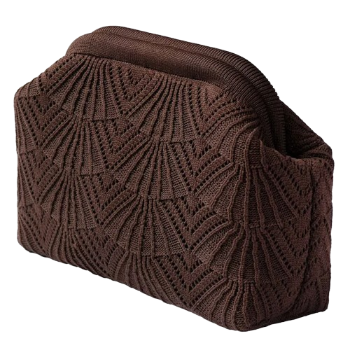 Small Shelly Clutch, Dark Brown