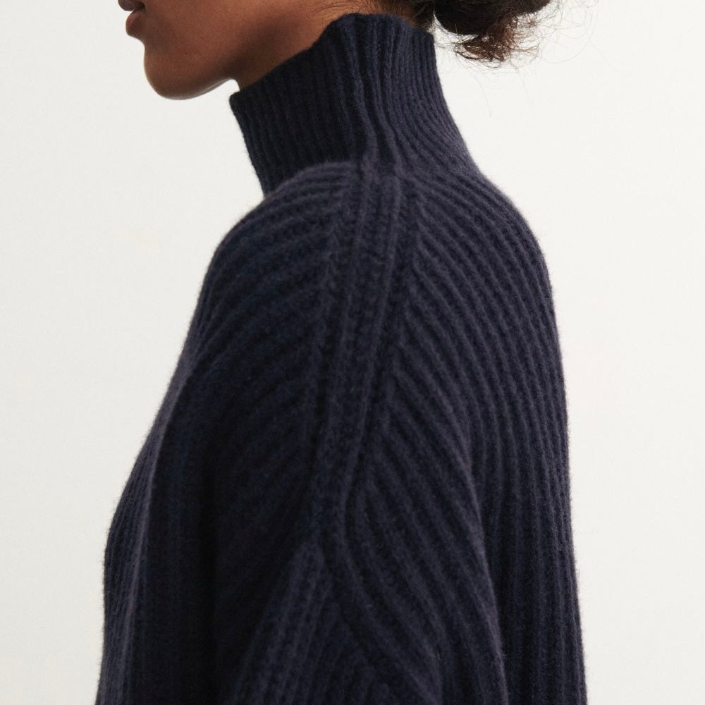 Lambswool Rib Jumper, Dark Navy - FUB