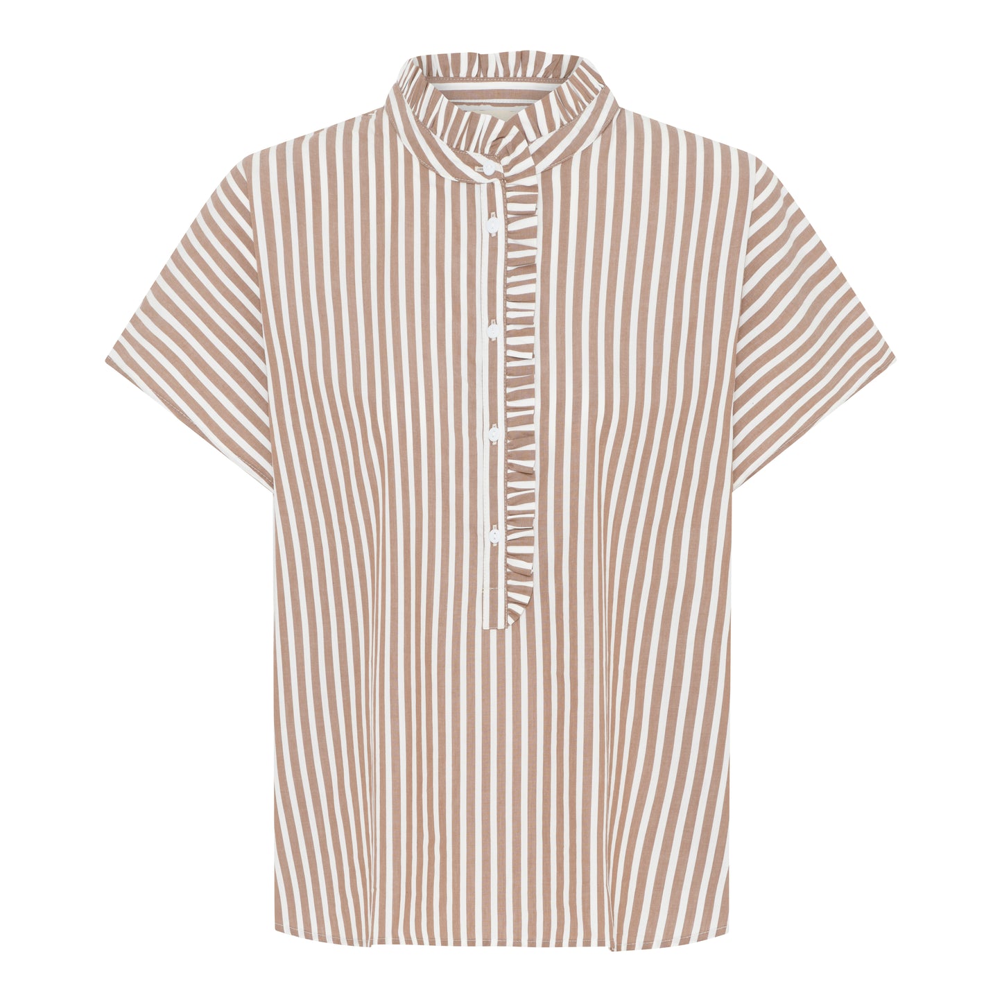 Colombo Frill Top BC, Coffee Wide Stripe - Frau