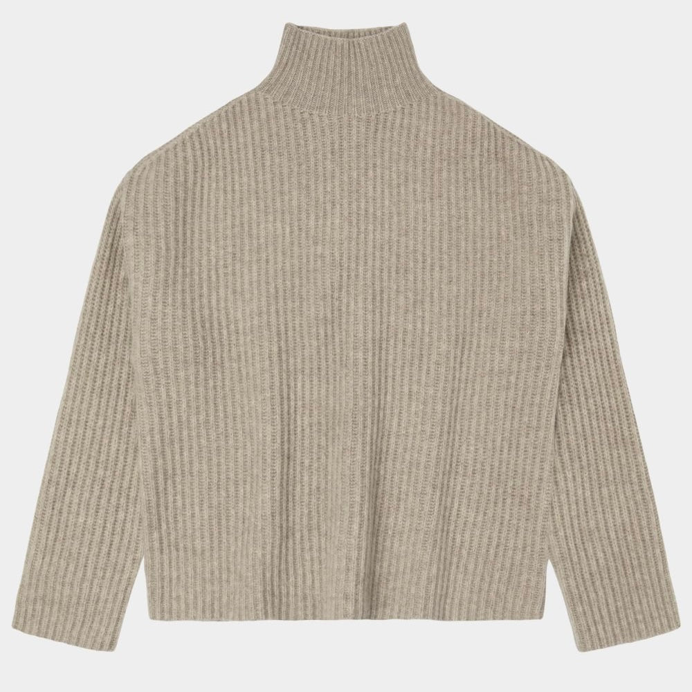 Lambswool Rib Jumper, Oat Melange - FUB