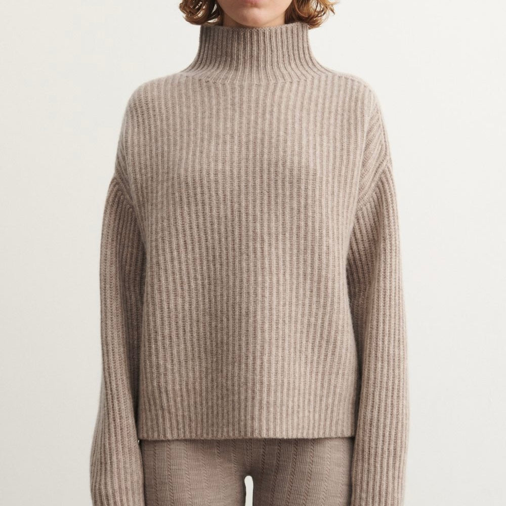 Lambswool Rib Jumper, Oat Melange - FUB