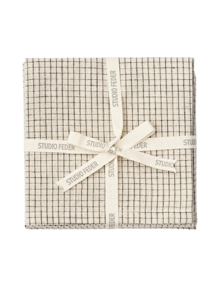 LIVIA STOFSERVIET 4-PACK - CREME BLACK PLAID