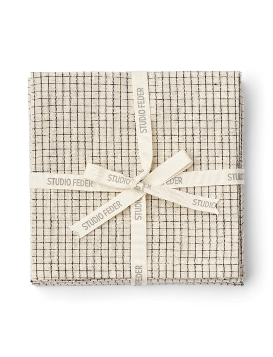 LIVIA STOFSERVIET 4-PACK - CREME BLACK PLAID