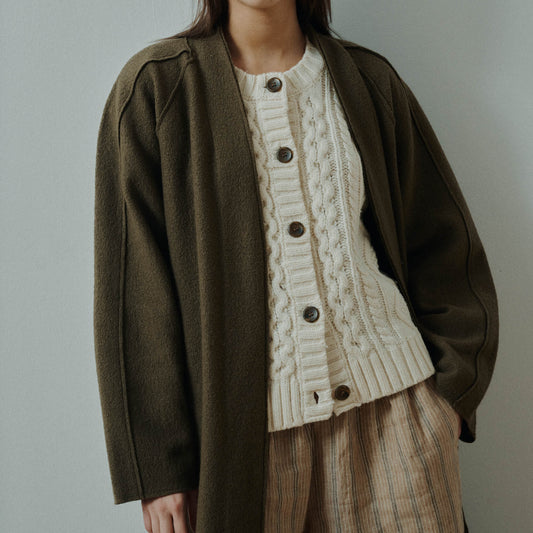 Anne-mi, Dahlia Cable Knit Cardigan, White Sand