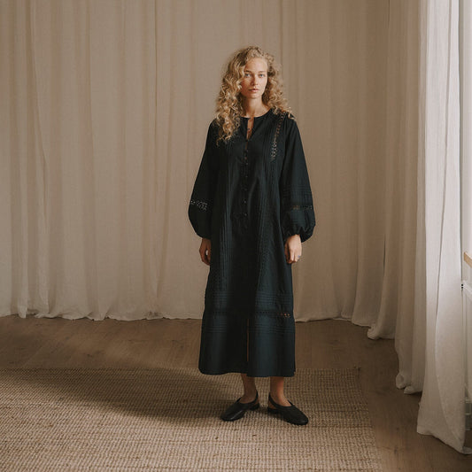 LILY LS SHIRT DRESS - BLACK, ANNE MI