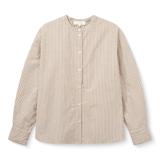 ISOLDE SKJORTE, BROWN BEIGE STRIPE - STUDIO FEDER