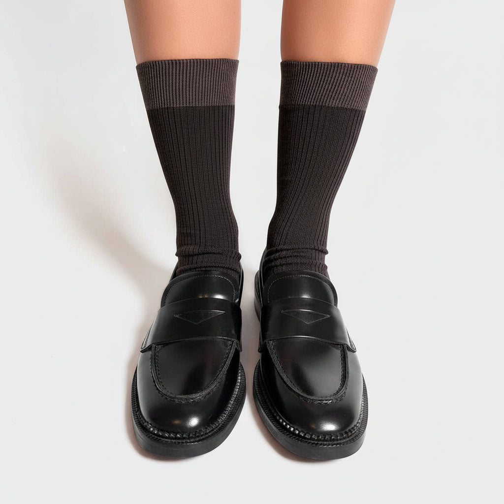 MRS. Hosiery, MERINO block D. BROWN/ BROWN ELASTIC