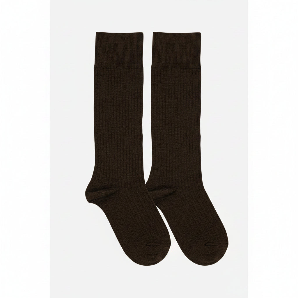 MRS. Hosiery, MERINO KNEE-HIGH LIGHT DARK BROWN