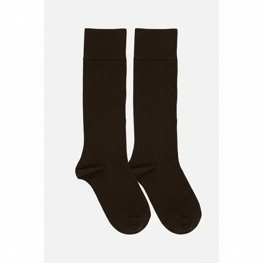 MRS. Hosiery, MERINO KNEE-HIGH LIGHT DARK BROWN