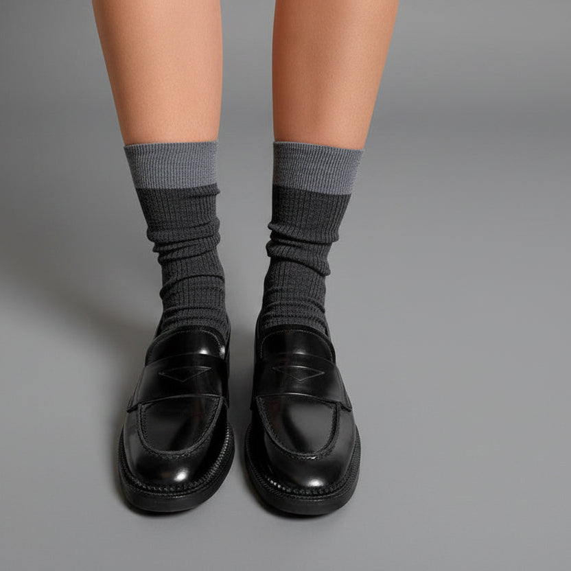 MRS. Hosiery, MERINO block D. DARK GREY ELASTIC