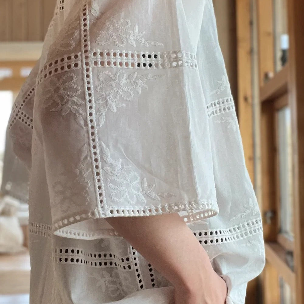 Fiona Top - White Embroidery