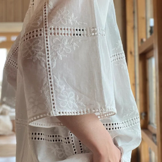 Fiona Top - White Embroidery