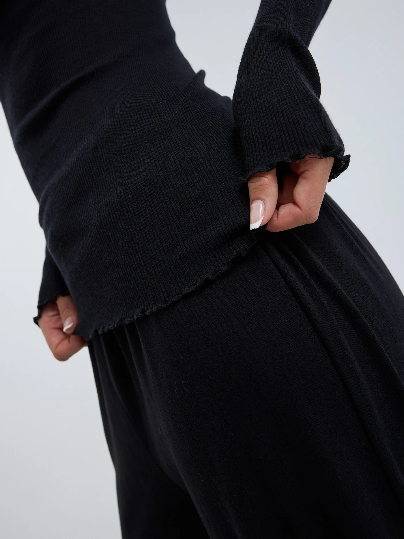 Wooly Long Sleeve, Merinould/Silke (Sort)