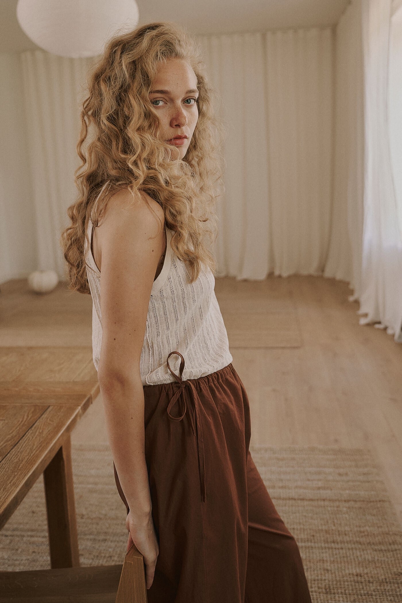 Irissa String Pants, Cambrigde Brown - ANNE MI