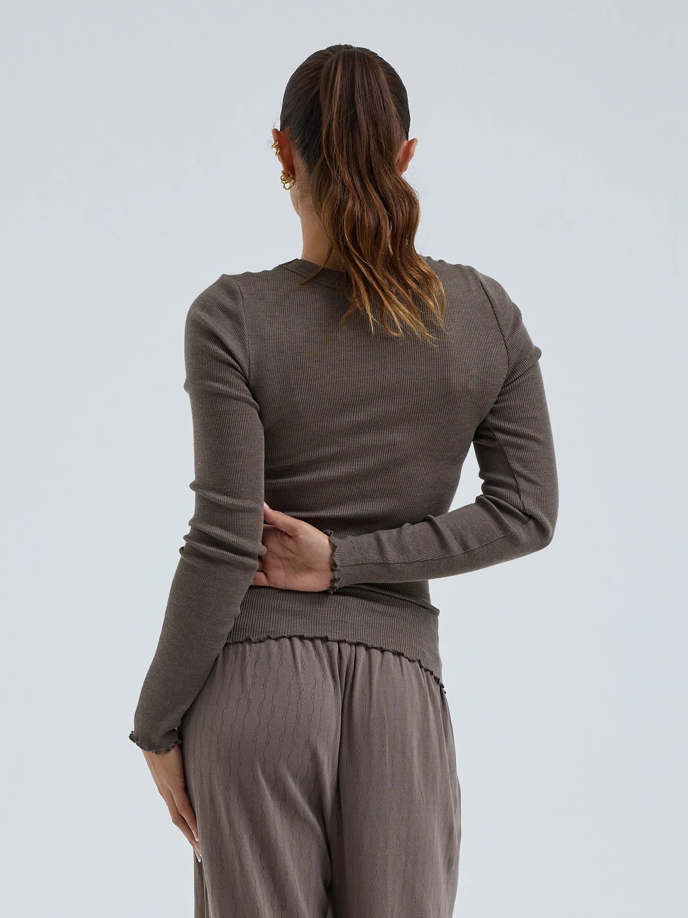 Wooly Long Sleeve, Merinould/Silke (Brun)