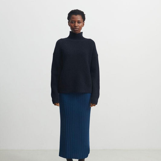 Raw Wool Sweater, dark navy - FUB