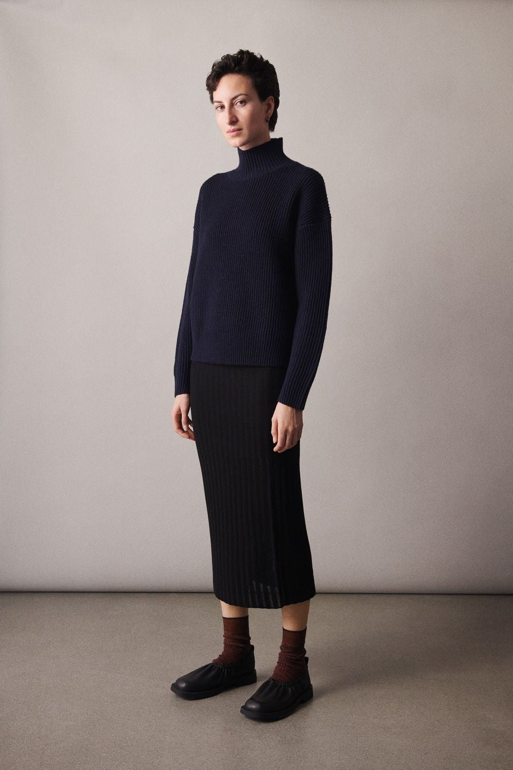 Raw Wool Sweater, dark navy - FUB