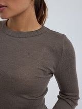 Wooly Long Sleeve, Merinould/Silke (Brun)