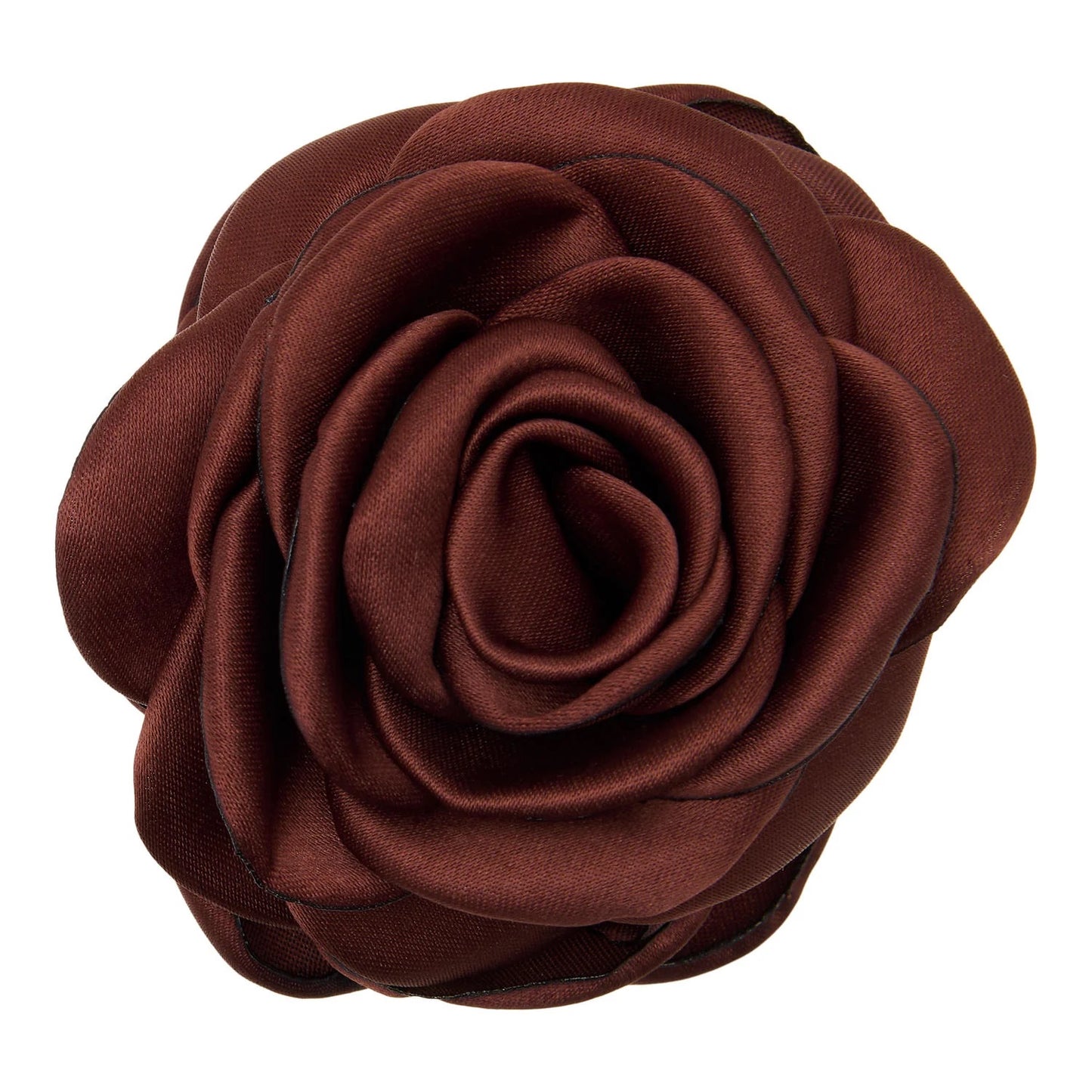 Small Satin Rose Klemme, chocolate - Pico