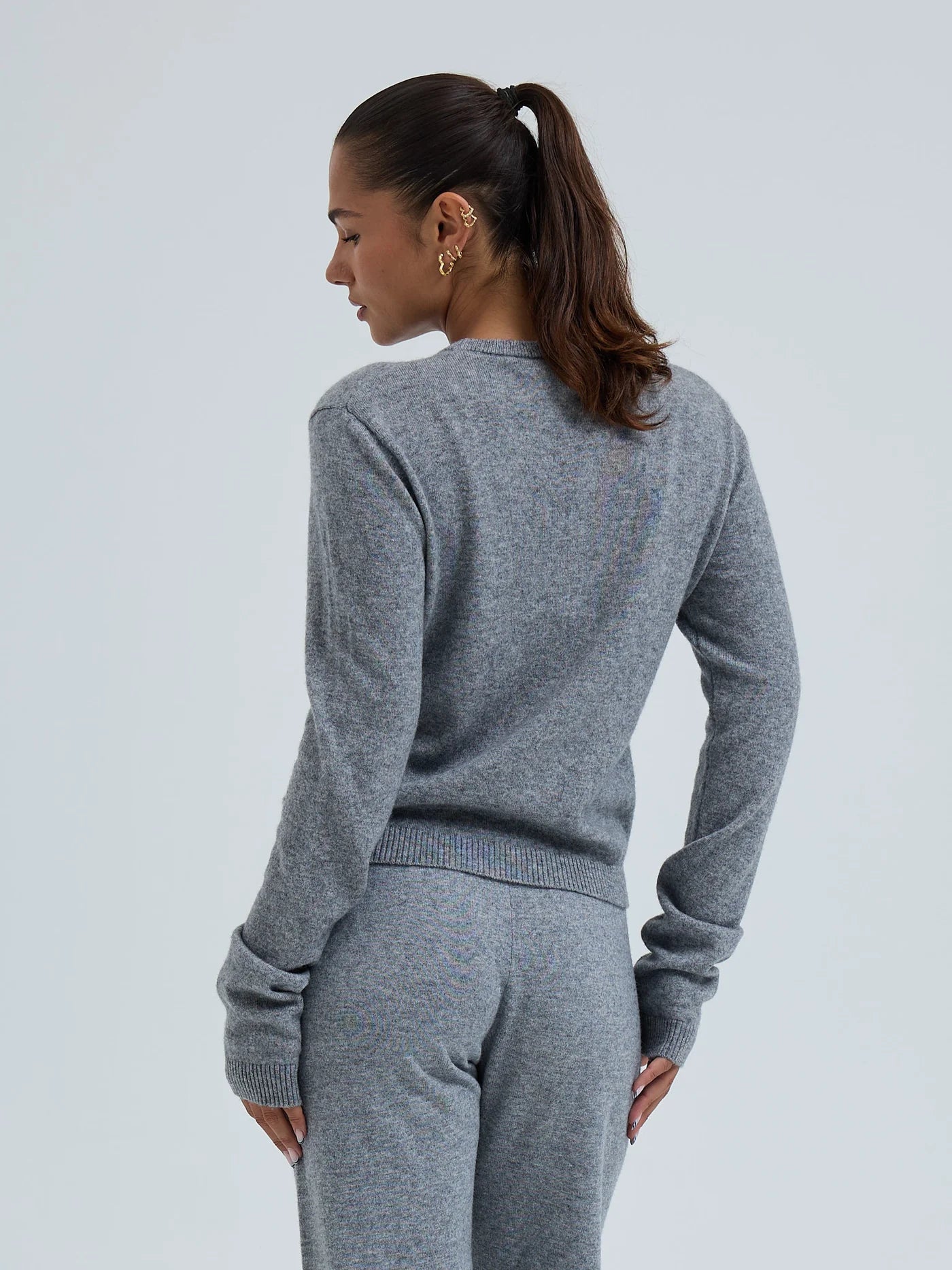 Wool Cashmere Classic Crew Neck, Ash Melange