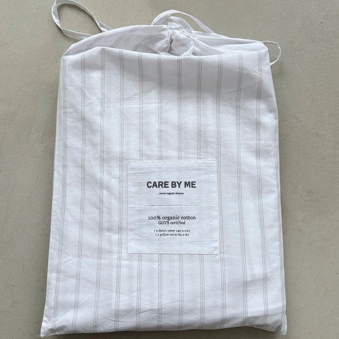 DREAM SENGETØJ - Pure white / Nordic grey stripe
