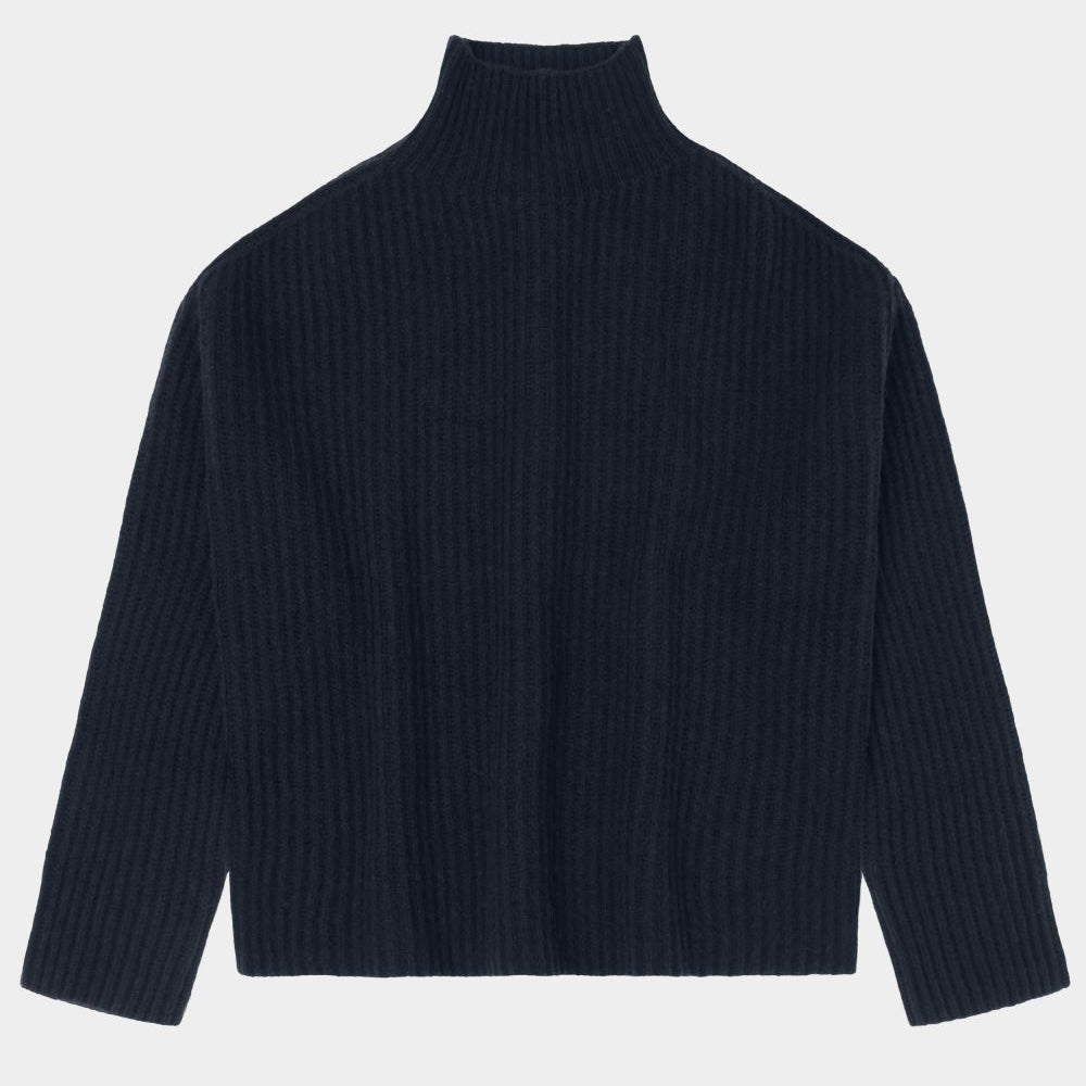 Lambswool Rib Jumper, Dark Navy - FUB
