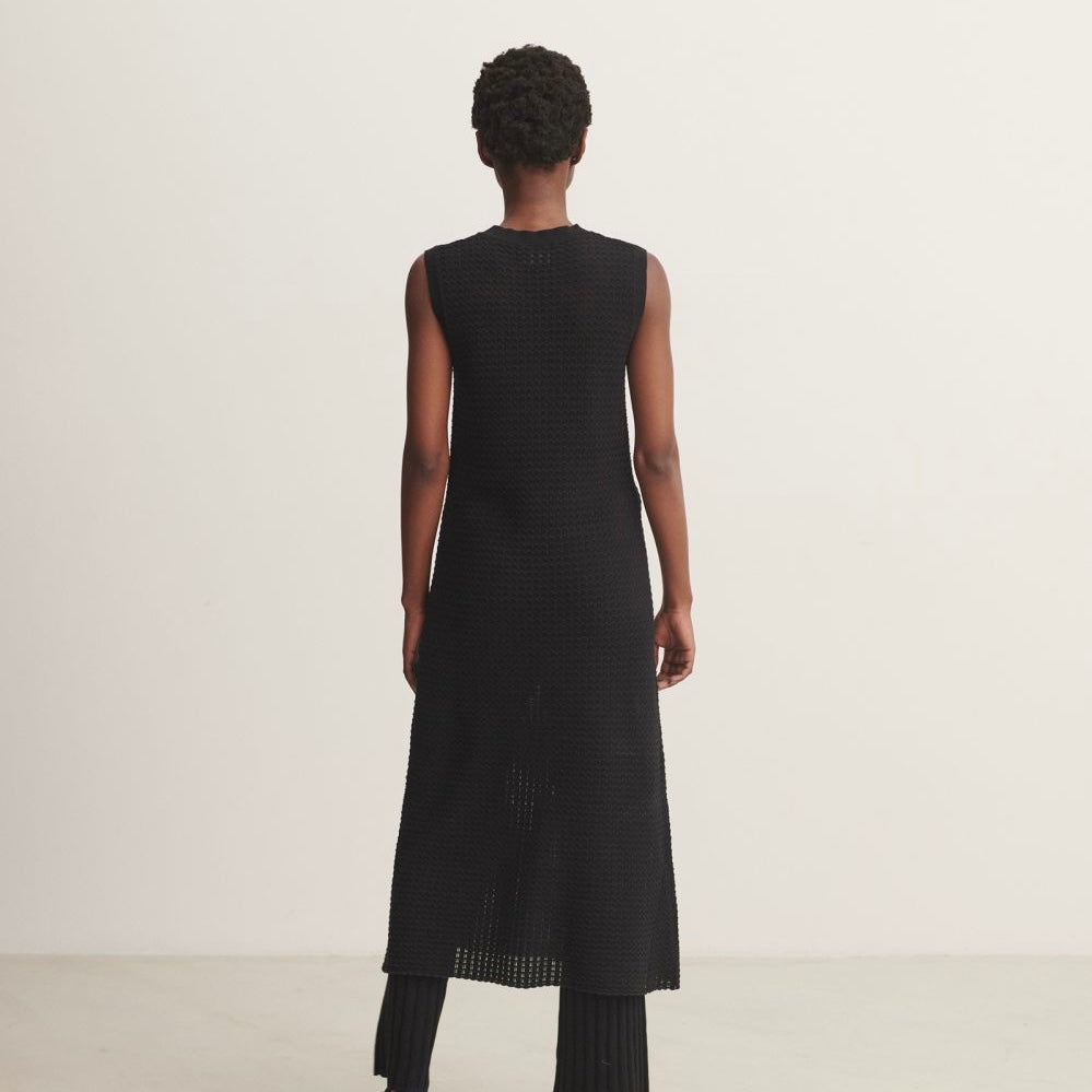 High twist pointelle dress, Black - FUB