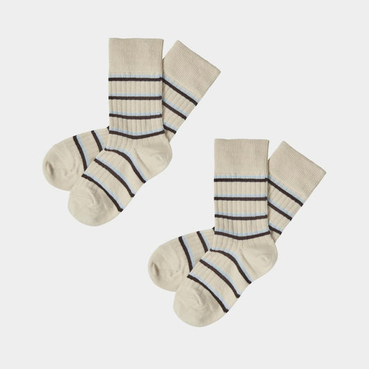 Thin Striped Socks, mulberry/cloud - FUB
