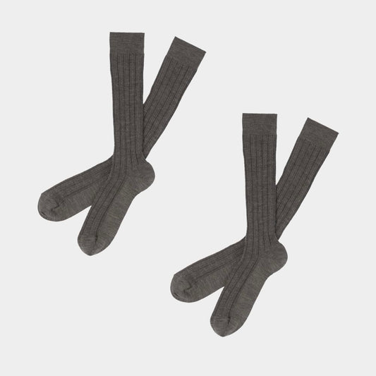 2-PACK Knee Stockings, Dark Beige Melange